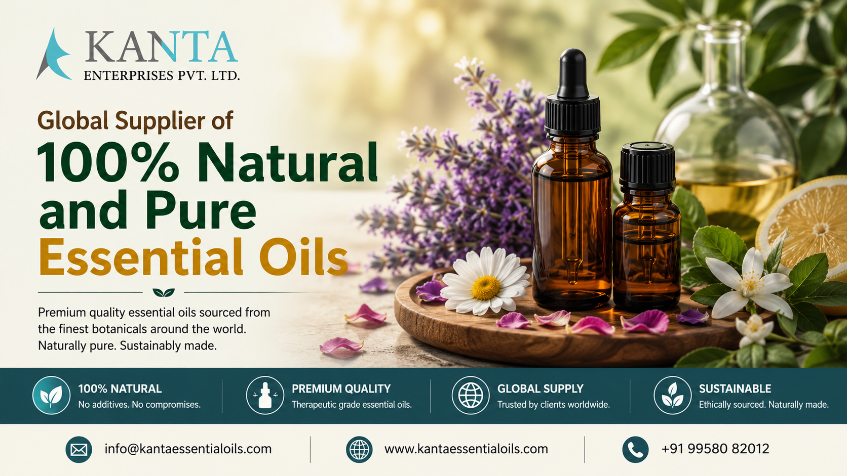 Global Supplier of 100% Natural and Pure Essential Oils