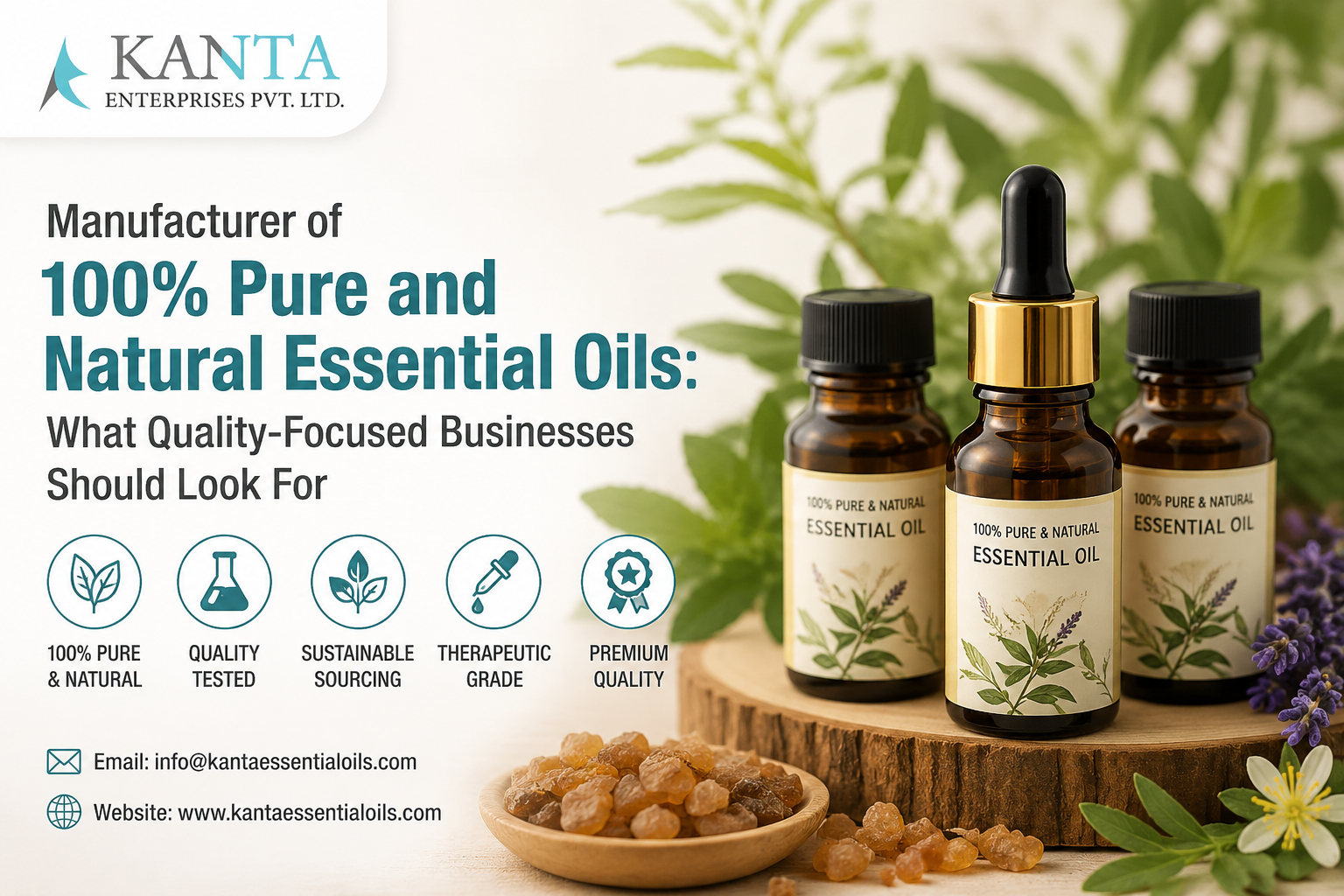 manufacturer of 100% pure and natural essential oils