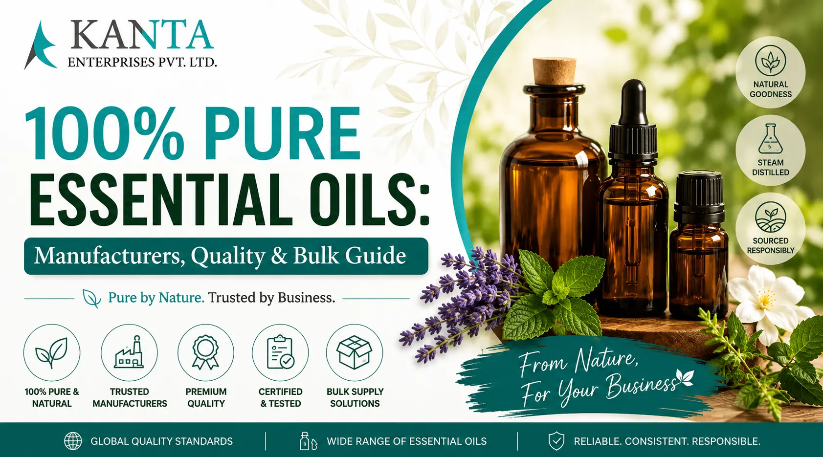 100% Pure Essential Oils Manufacturers, Quality & Bulk Guide 