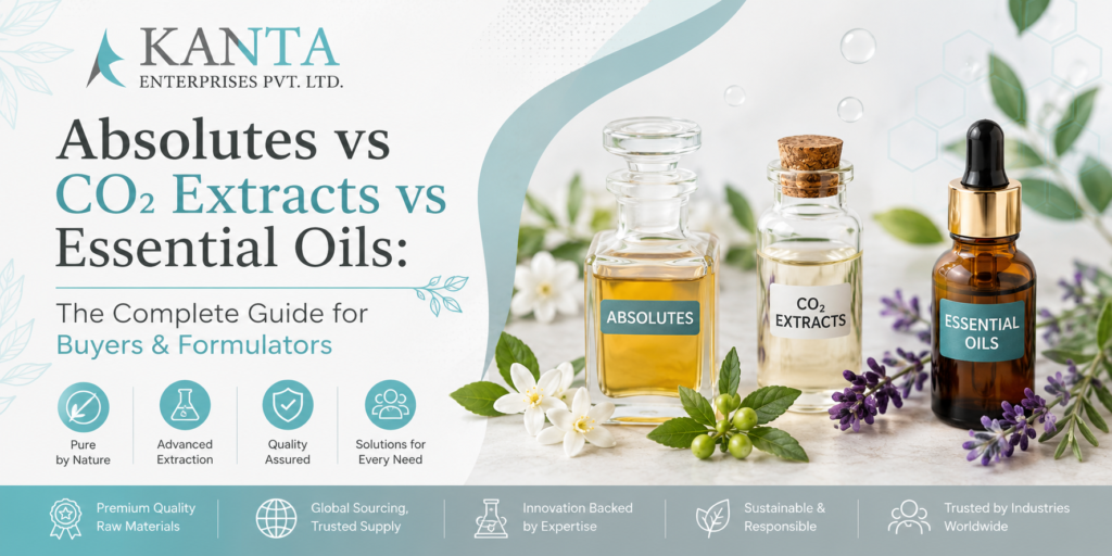 Absolutes vs CO2 Extracts vs Essential Oils The Complete Guide for Buyers & Formulators